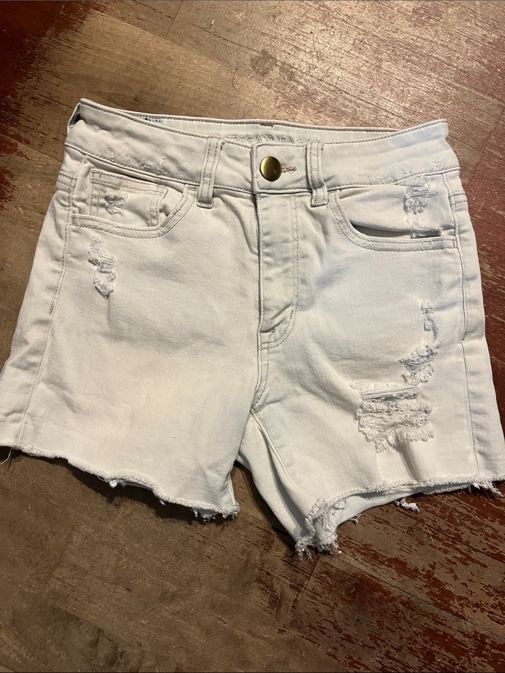 American Eagle Outfitters White Distressed Cutoff Jean Shorts